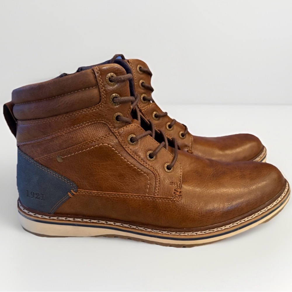 Frye Freeman Beckett Midlace Boots – Caramel Leather – Size 10.5 WIDE NWOB